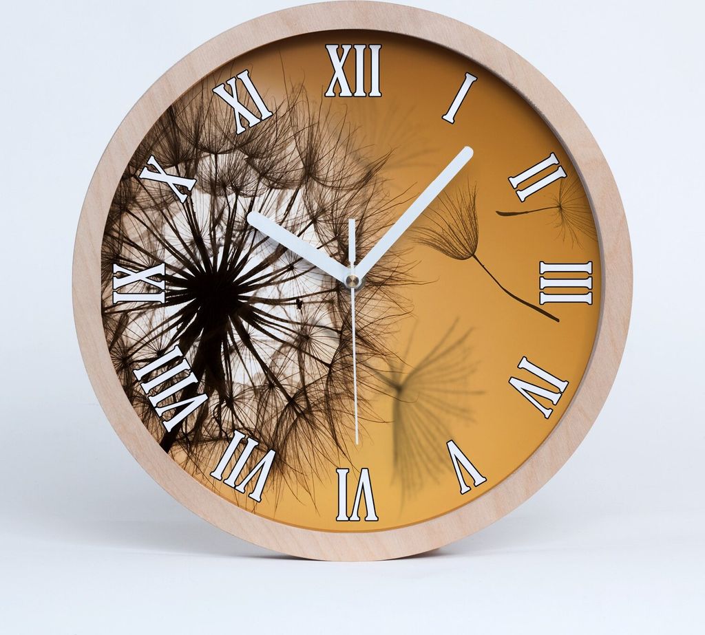 Holzuhr 25fi cm wanduhr - weiße Spitzen - Löwenzahn