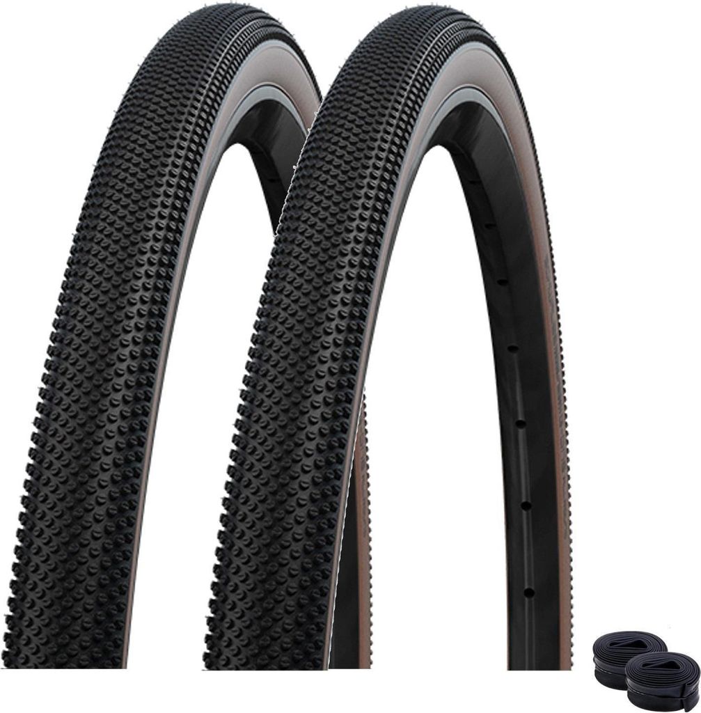 2 x Faltreifen Schwalbe TLE E-25 G-One Allround Perform R-Guard bronze 35-622 ( 28 x 1.35 ) + 2 x Schwalbe Schlauch AV17 inkl. Reifenheber
