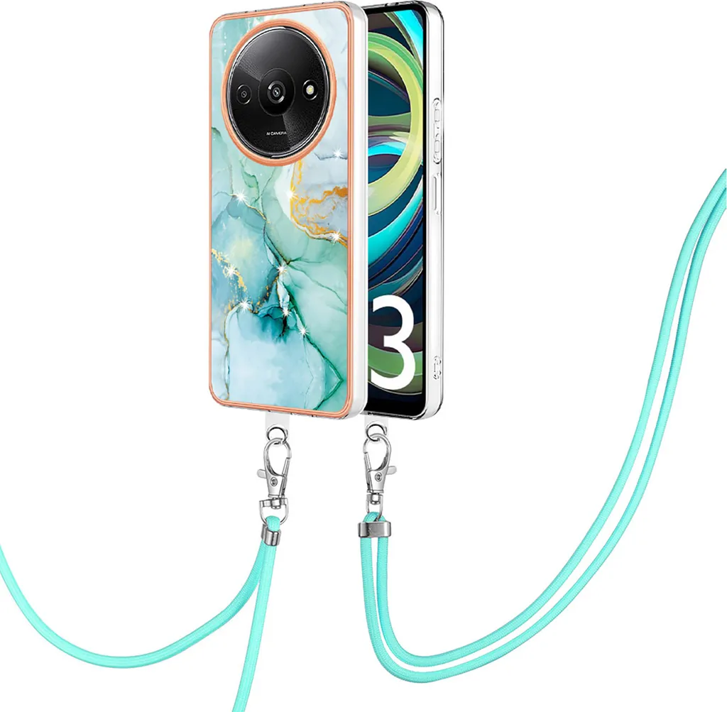 Custodia Colorata Xiaomi Redmi A3 Verde con Cordino Regolabile