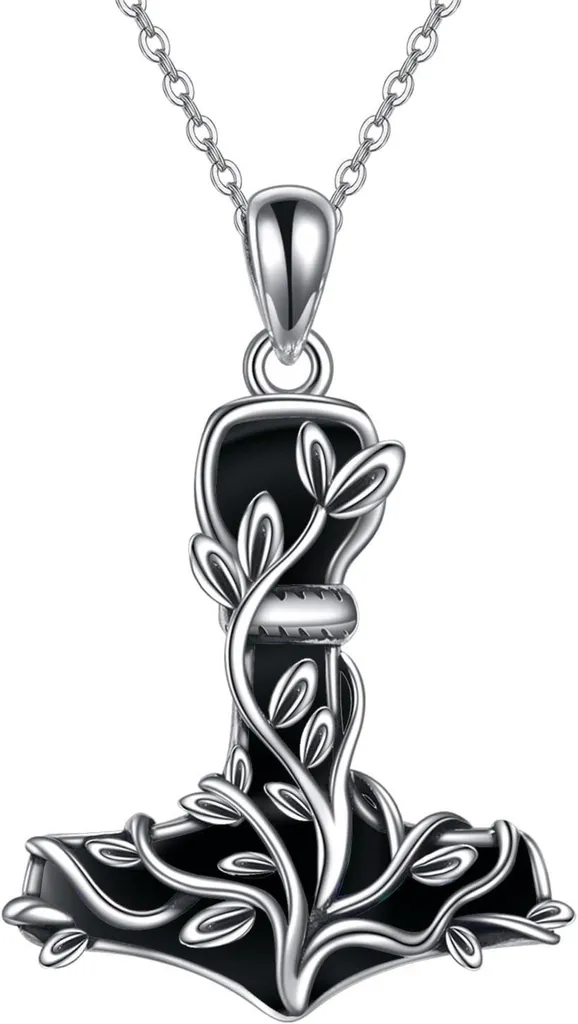 CUPENDA Collier Marteau de Thor Mjolnir Argent Sterling Arbre de Vie