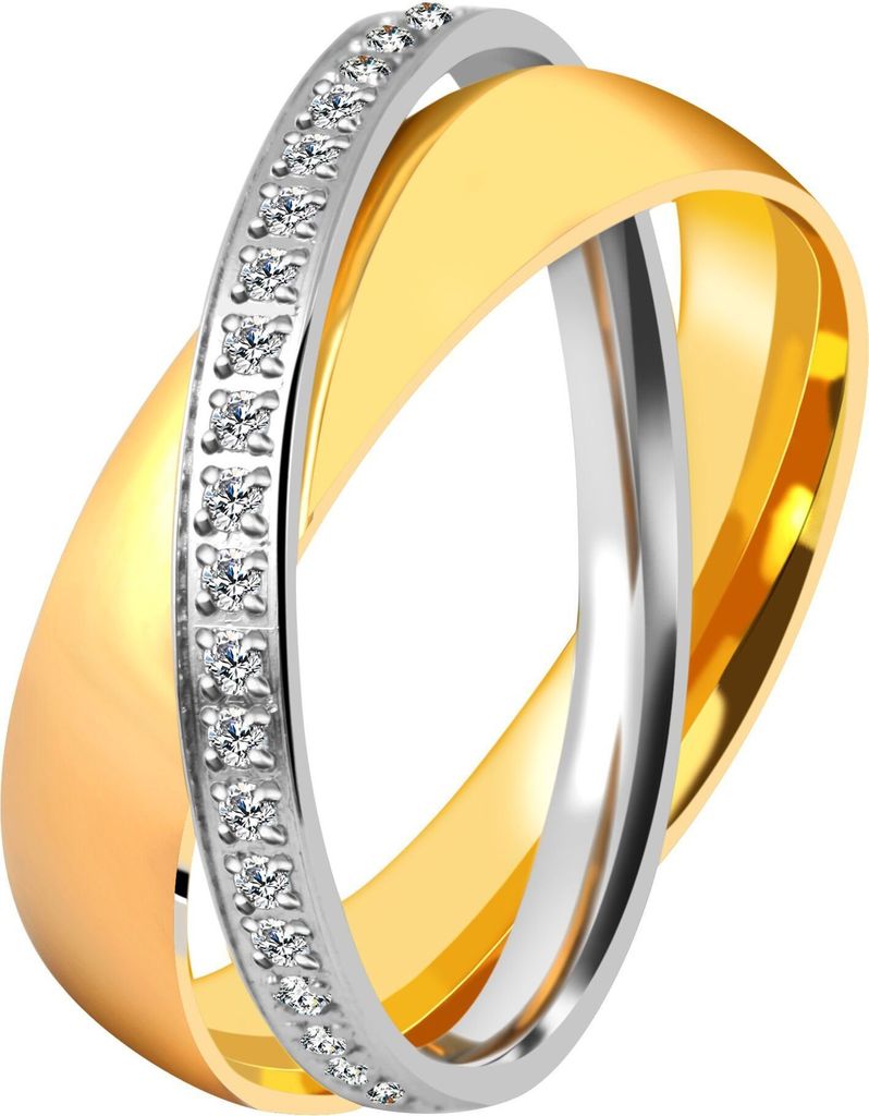 Damen Edelstahl Partnerring mit Steinchen, Produktbild 