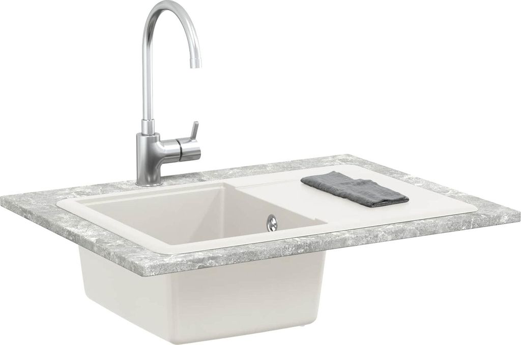 "SALE 2026" Waschbecken Weiß 670 x 460 mm 80% Quarz und 20% Harz - Spülen DE6898024