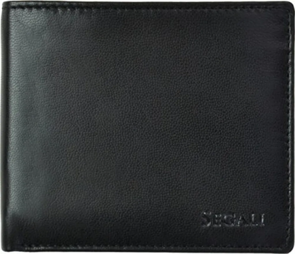 Portefeuille en cuir noir 7479 pour hommes avec multi-compartiments