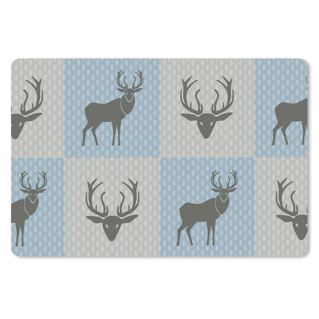 MuchoWow Schreibtischunterlage Hirsche - Punkte - Blau 60x40 cm - XXL Mauspad - Großes Mauspad