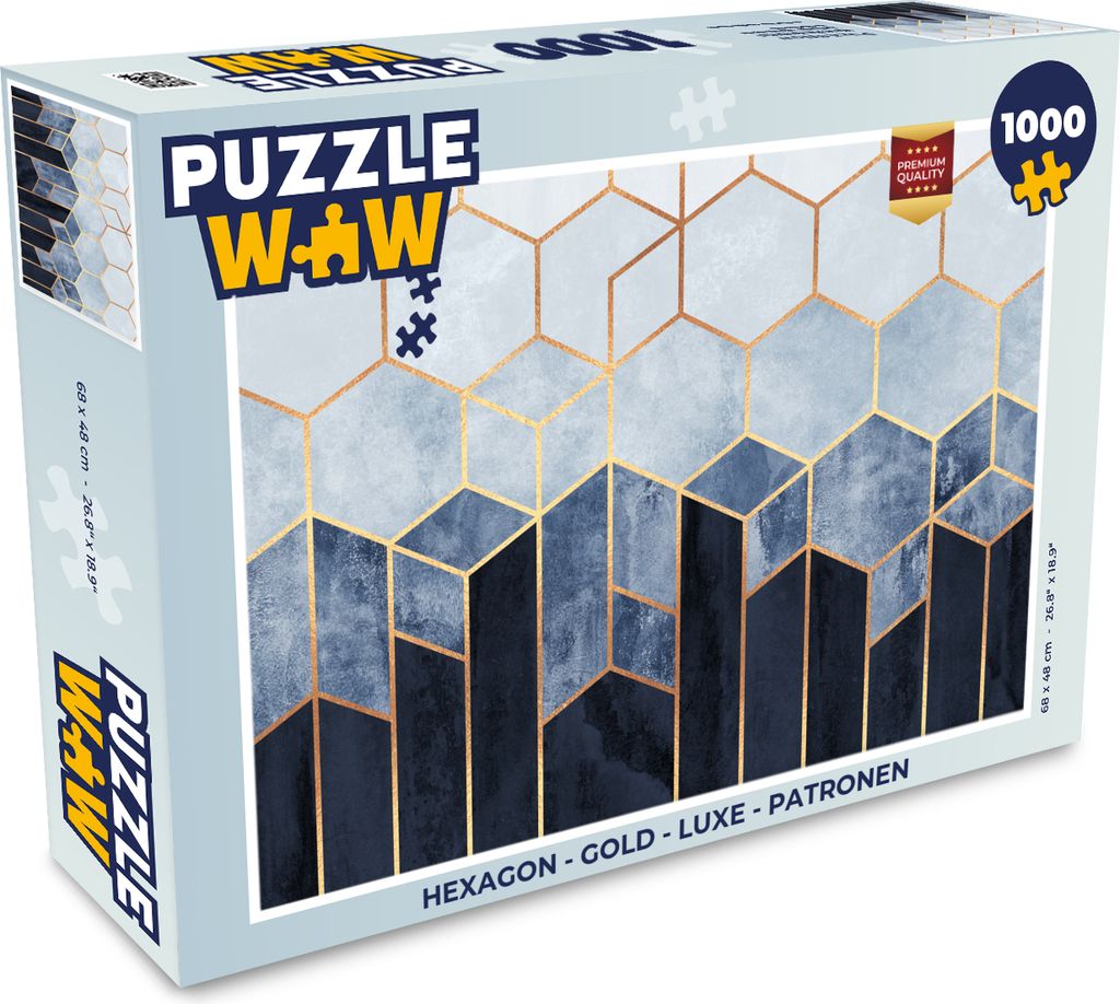 MuchoWow Puzzle 1000 Teile Sechseck - Gold - Schablonen - Erwachsene - Rätsel