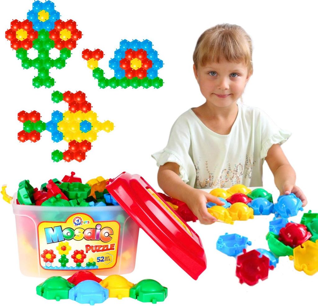 Mosaik-Bausteine 52 Teile Puzzle Farben Set Produktbild 