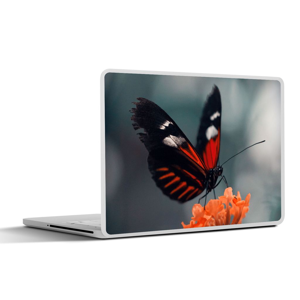 MuchoWow Laptop Aufkleber Sticker Cover Schmetterling - Blume - Insekt 32.5x23.5 cm - Sticker für Laptop - Selbstklebend