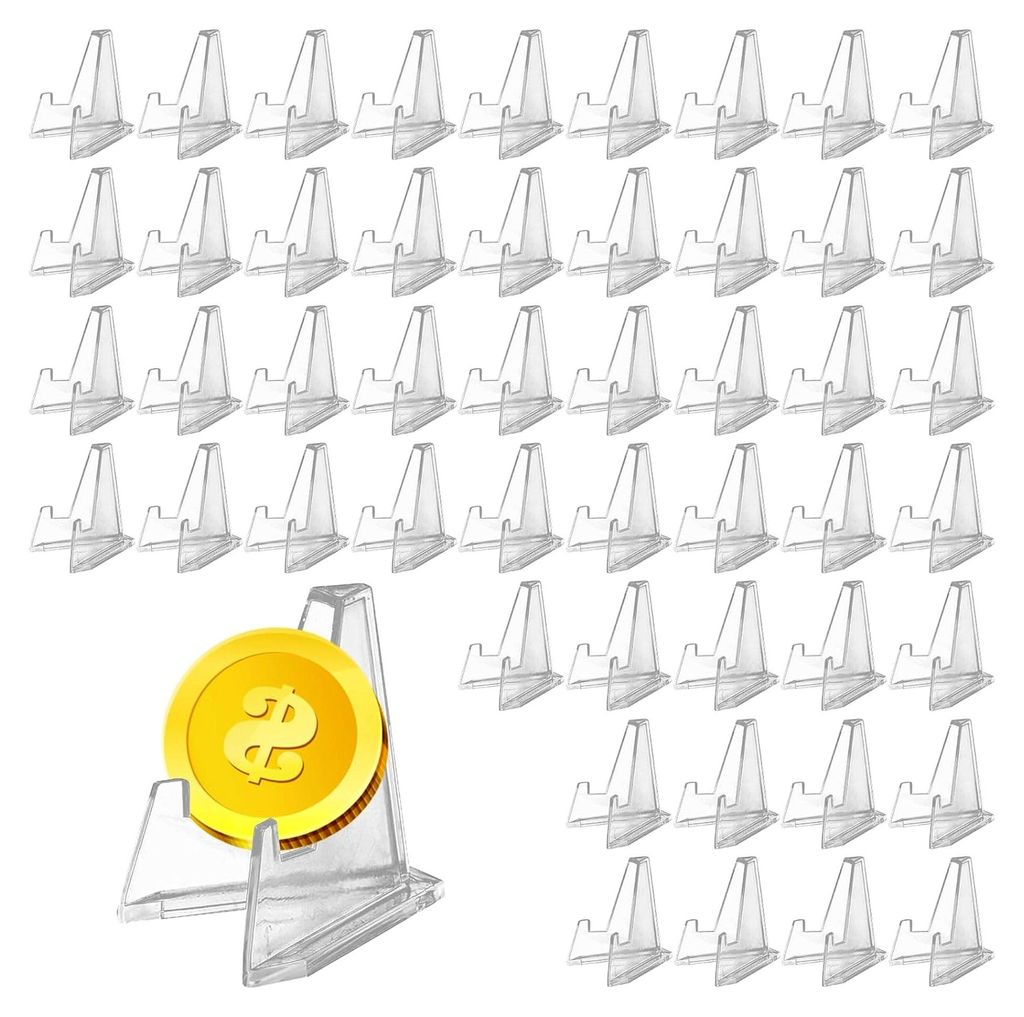 50 Stück Acryl Kartenständer: 57MM transparenter Acrylständer, verstellbarer Aufsteller für Münzen, Taschenuhren und Medaillen
