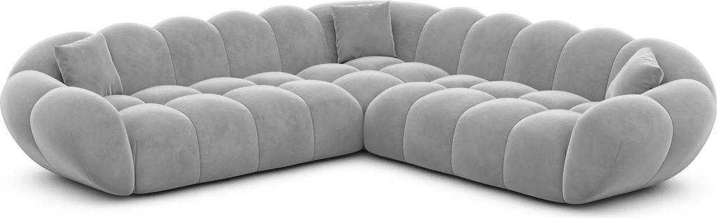 Samtstoff Ecksofa Liva Hellgrau