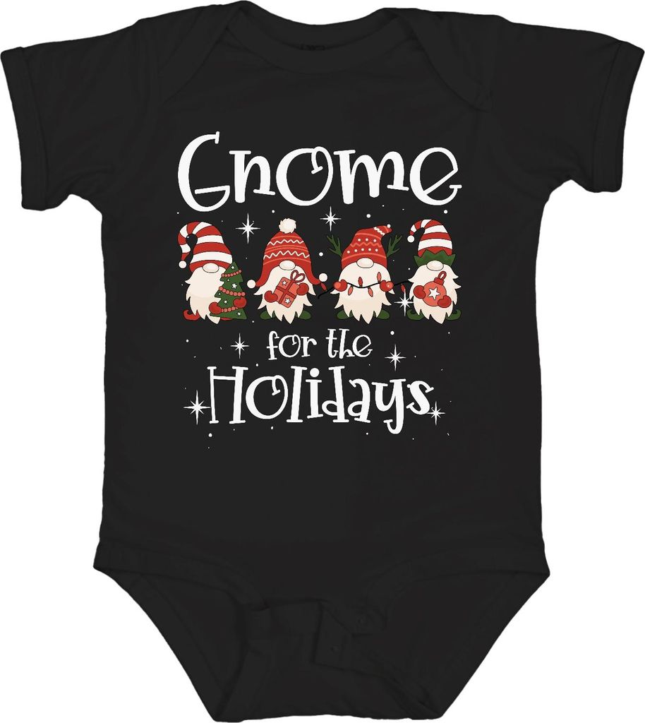 Gnome for the holidays Weihnachtsgnome Wichtel - Weihnachten Weihnachtsgeschenk Christmas Unisex Baby Body, Schwarz, 3/6