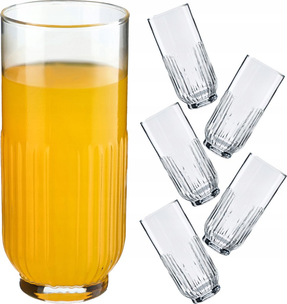 KADAX Wassergläser "Driva", Geriffelte Trinkgläser Set, Universalgläser, 6 Stück, 395 ml