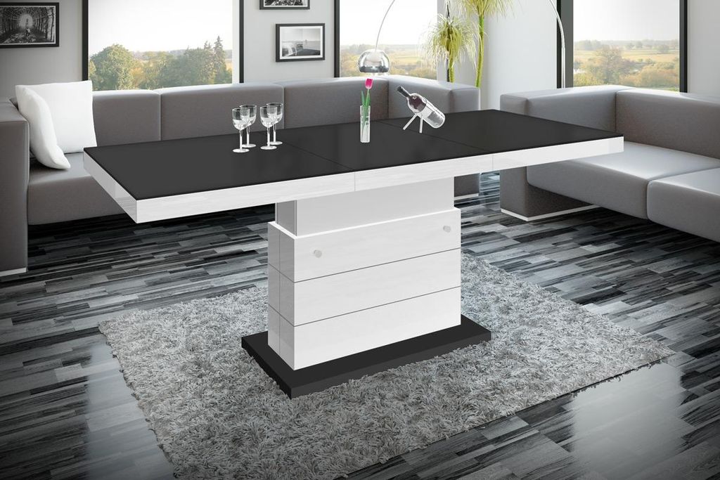 Design Couchtisch Tisch H-333 höhenverstellbar ausziehbar Esstisch
