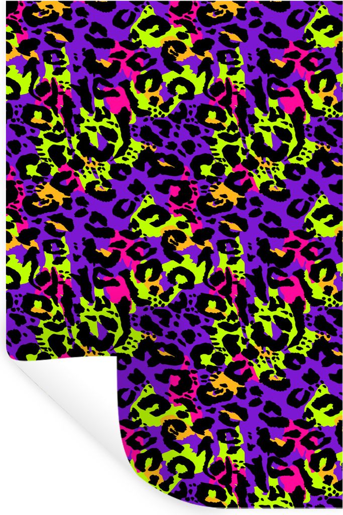 MuchoWow Wandtattoo Wandsticker Wandaufkleber Pantherdruck - Neon - Regenbogen 40x60 cm Selbstklebend und Repositionierbar - Wierderverwendbar - ...