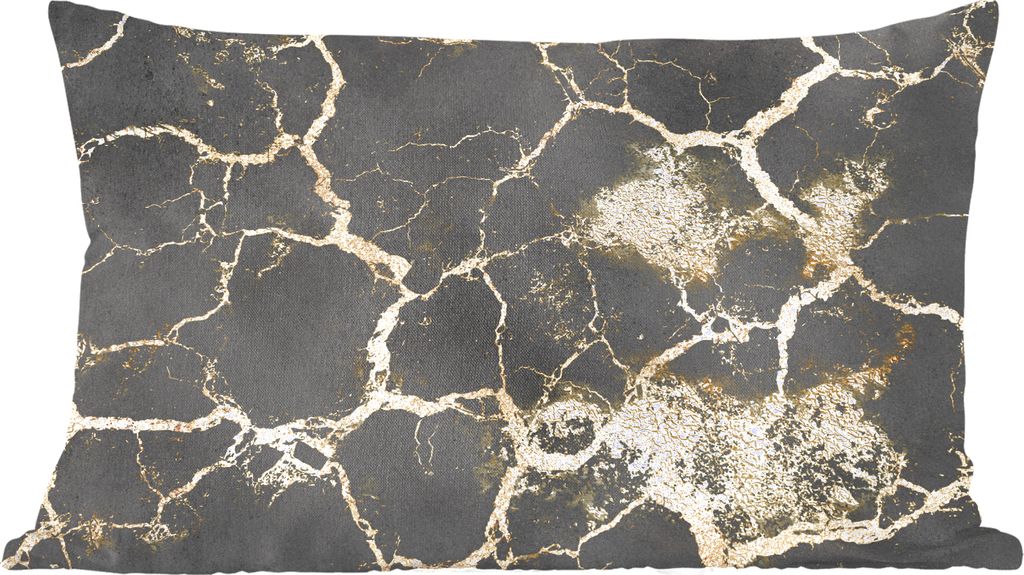 MuchoWow Zierkissen Sofakissen Wohnzimmer Dekokissen 60x40 cm Marmor - Gold - Schwarz - Kopfkissen - Polster mit Foto