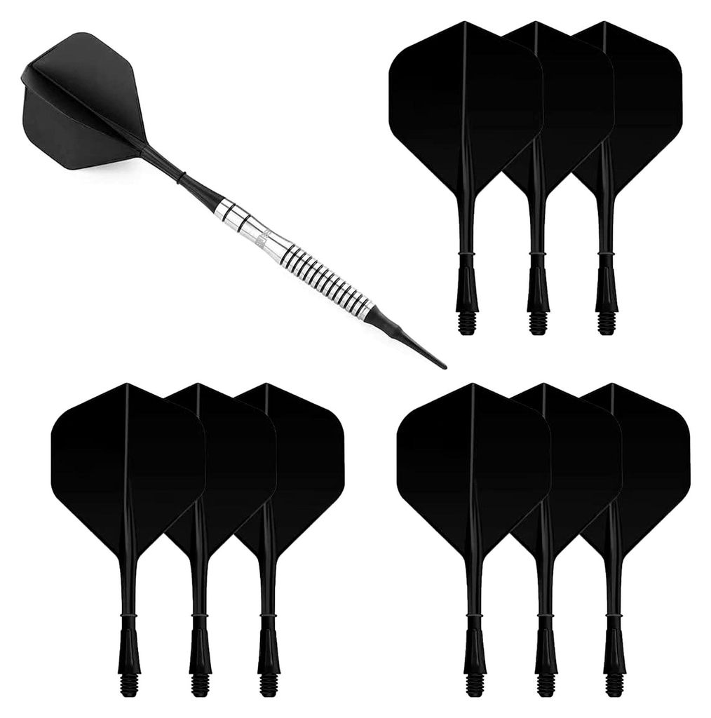 Dart Schäfte und Flights aus einem Stück (Schwarz)