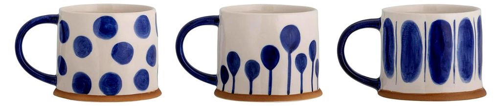 Linora Becher, Tasse, Blau, Steingut, 11 cm Durchmesser, 8,5 cm Höhe, 3er-Set, 450 ml