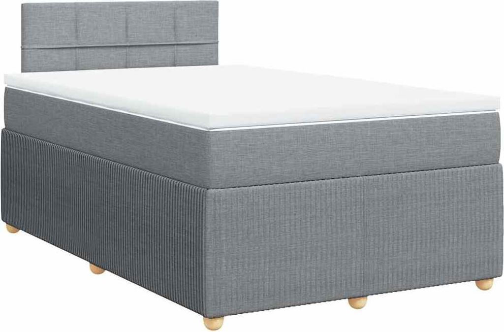 vidaXL Boxspringbett mit Matratze Hellgrau 120x190 cm Stoff