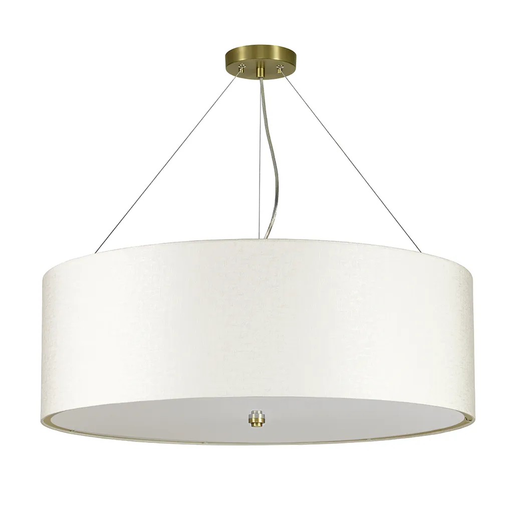 Suspension 7 feux Elstead Pearce 26cm, finition laiton vieilli et ivoire
