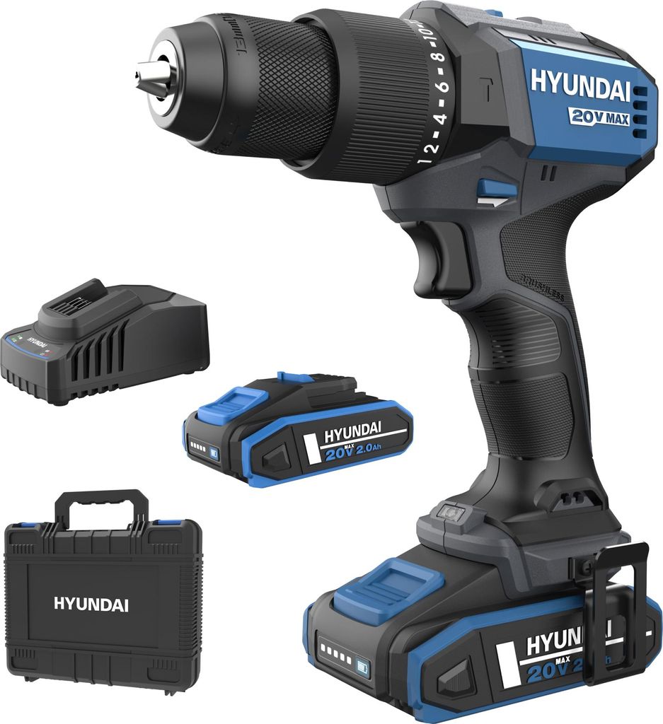 HYUNDAI Akku-Schlagbohrschrauber HD20X-60 (20V, bürstenloser Motor, 60 Nm, 2 x 2.0 Ah Akku, Ladegerät)