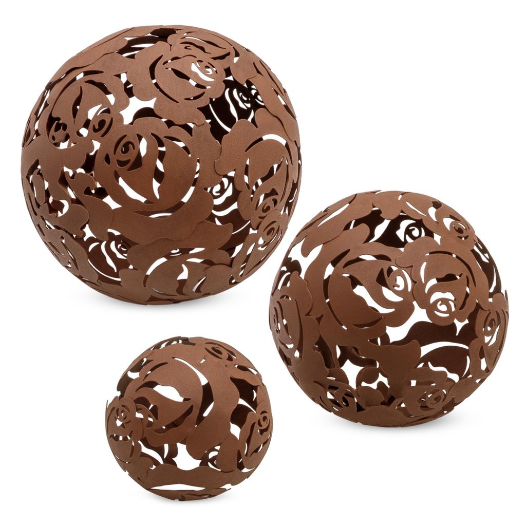 Metall Deko Rostkugeln - 3er Set / 20 / 15 / 10 cm - Garten Produktbild 