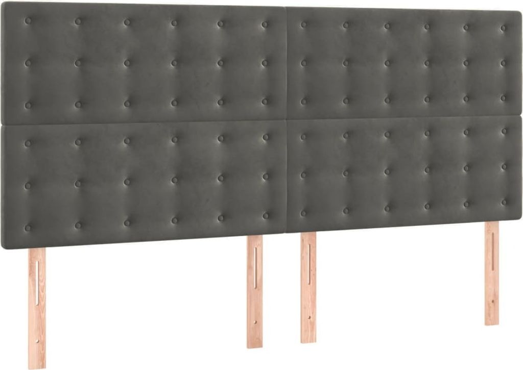 vidaXL Kopfteil Dunkelgrau 200 x 5 x 118/128 cm Samt