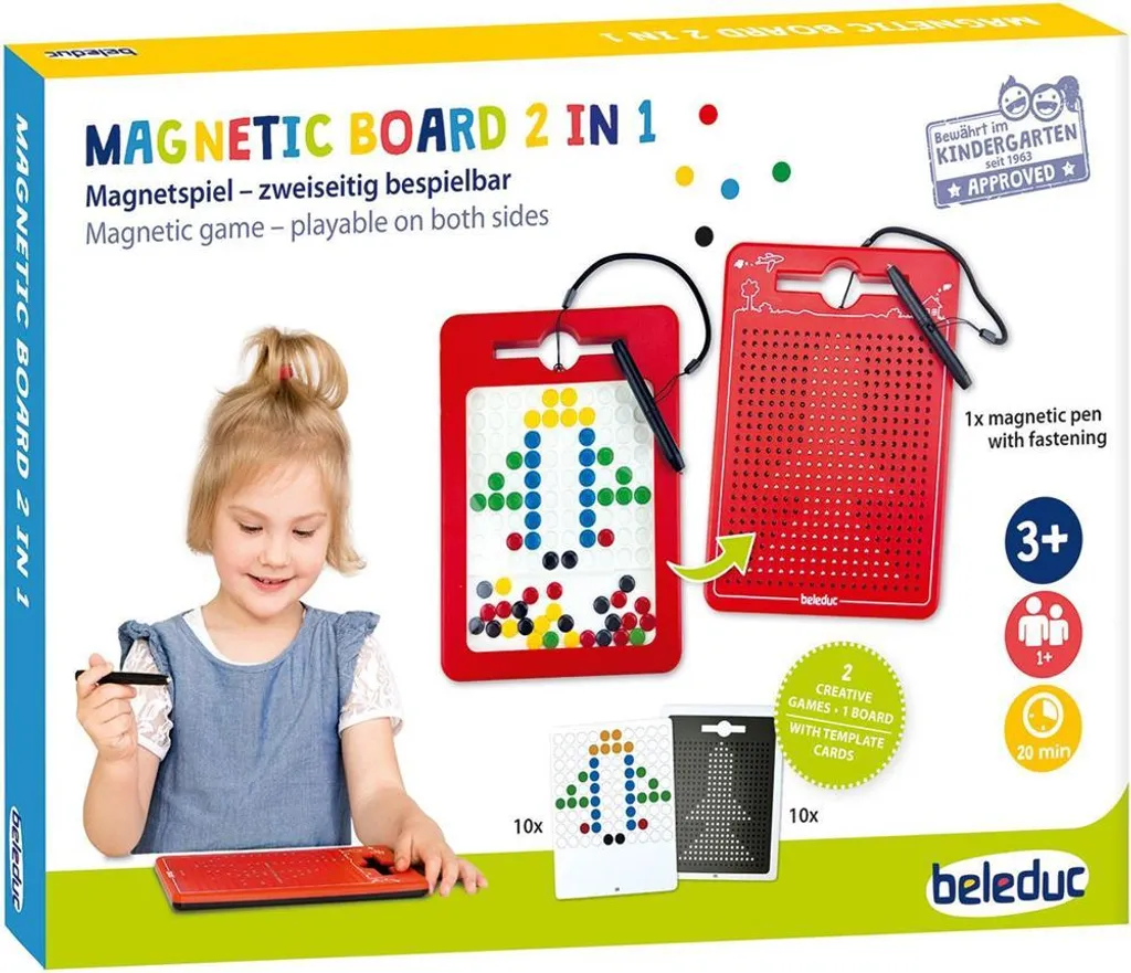 Tableau magnétique Beleduc 2 en 1 robuste en bois pour dessin et éveil