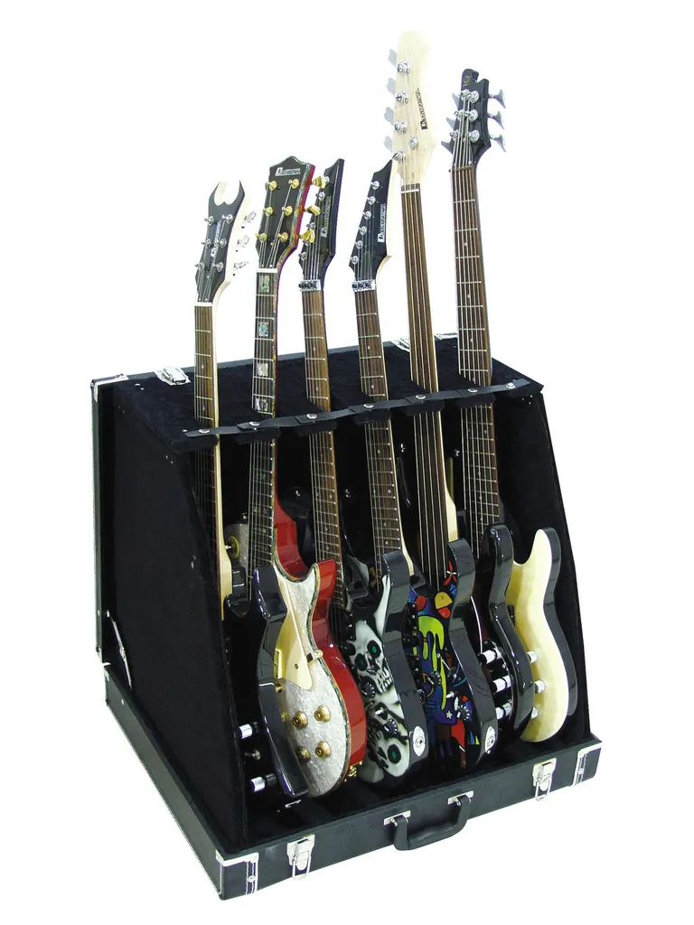 Stand guitare multiple pour 6 instruments - Support de scène pliable - 3