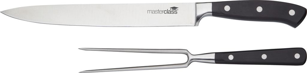 MasterClass Tranchiermesser Fleischmesser Fleischgabel Edelstahl Ergonomisch 2er SET