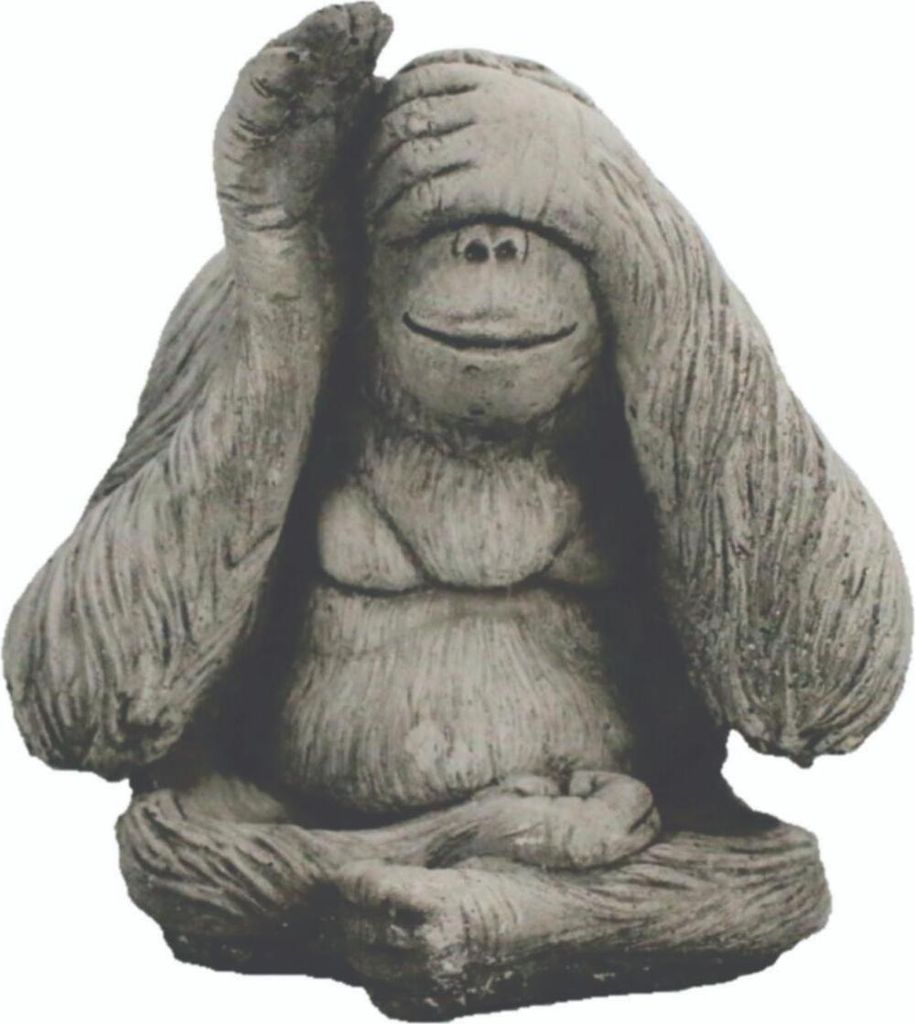 Kretakotta Affe Orang-Utan "nichts sehen" Antiksteinguss, H ca. 23 cm | KK-1210