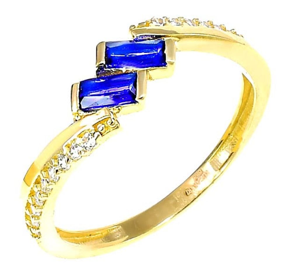 14 Karat Gold Ring Glare239 mit Zirkoniumdioxid, Ringgröße 54, 0,20 cm Ringbreite, 0,50 cm Oberseite, Hypoallergen