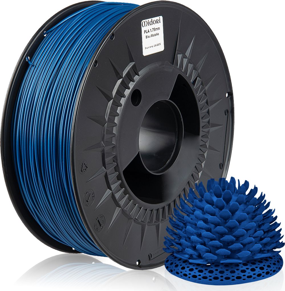 2 x MIDORI 3D Drucker 1,75mm PLA Filament 1kg Spule Rolle Premium Blau Metallic