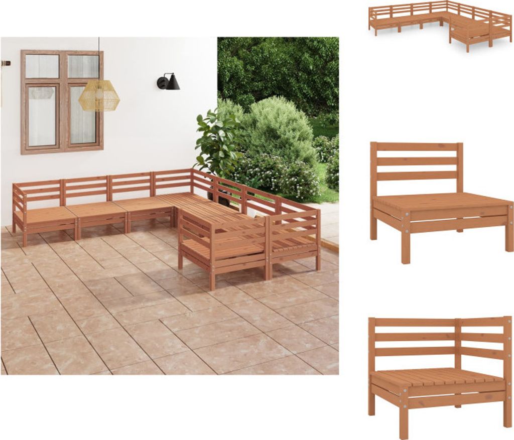 vidaXL 8-tlg. Garten-Lounge-Set Massivholz Kiefer Honigbraun - Gartenmöbel-Sets