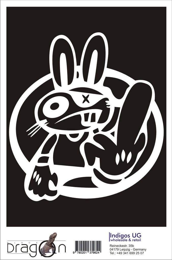 Aufkleber / Autoaufkleber - JDM / Die cut / Auto / OEM - Drift Rabbit - 120X110 mm schwarz - Heckscheibe / Heckscheibenaufkleber