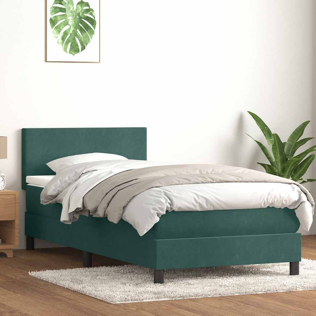 Maison Exclusive - Boxspringbett mit Matratze Dunkelgrün 80x220 cm Samt