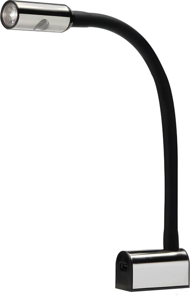 Schwanenhals Lampe mit Touch Schalter im Lampenkopf & USB im Sockel, für 12/24 V Bordnetz Camper & Boot, 3W, 167 Lumen