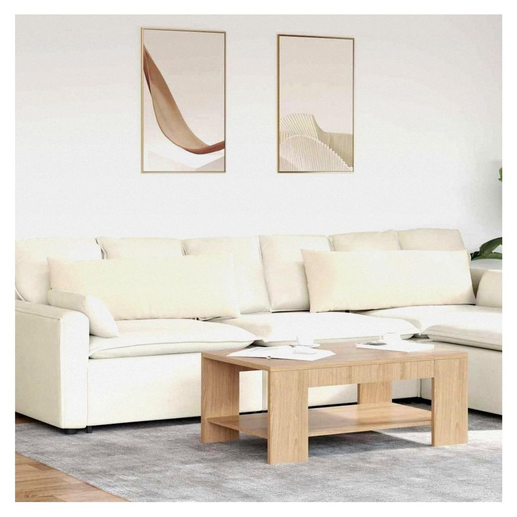 Sofakissen 2 Stück Beige 120 x 40 cm Stoff für Wohnzimmer, Sofa, Schlafzimmer