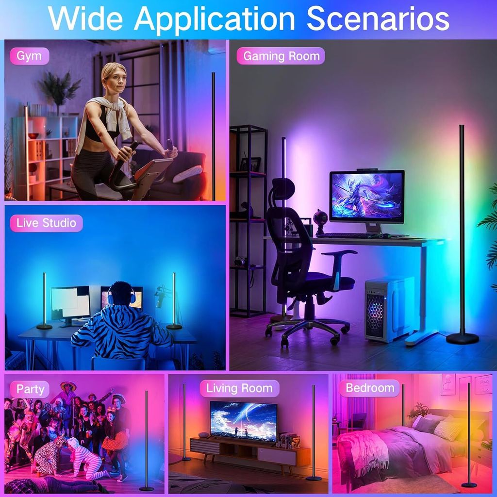 LED Stehlampe Stehleuchte RGB Dimmbar Atmosphäre Lampe APP Produktbild 5