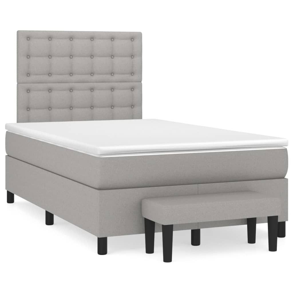 (Robust Möbel)Boxspringbett Modernes/Doppelbett - Polsterbett Erwachsene/r /Kind - mit Matratze Hellgrau 120x200cm Stoff - Klassische Betten D...