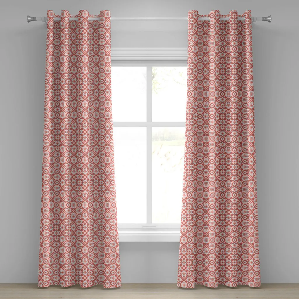 Rideau à œillets corail ABAKUHAUS motifs Art déco vintage 280x245 cm