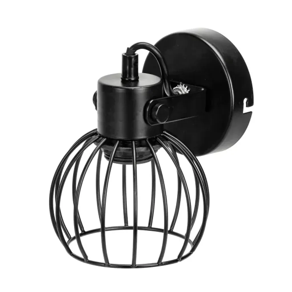 Lampada Retro Loft Voltaro Cage in Metallo Nero - Applique Design Industrial