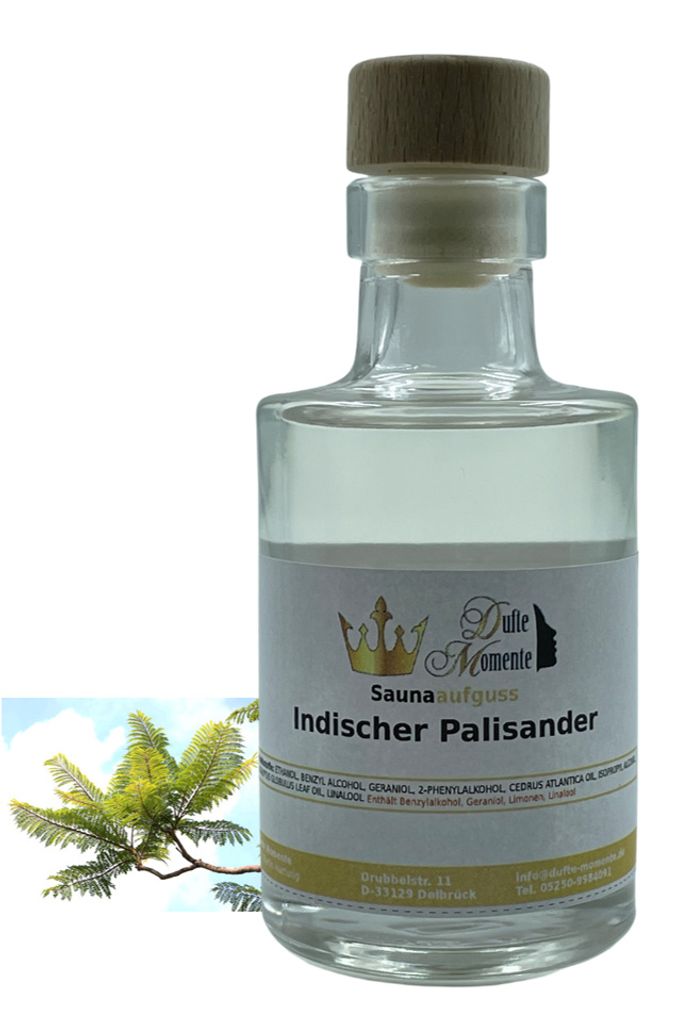 Dufte Momente | Saunaduft Konzentrat Indischer Palisander 100ml in Glasflasche | naturreine und natürliche ätherische Öle | vegan, ohne Tiervers...