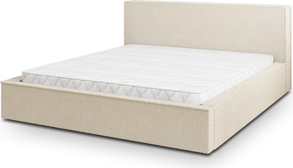 Masseno Polsterbett CELORA Q 120x200 cm, Polsterbett mit Bettkästen -Creme, QUELLE 02