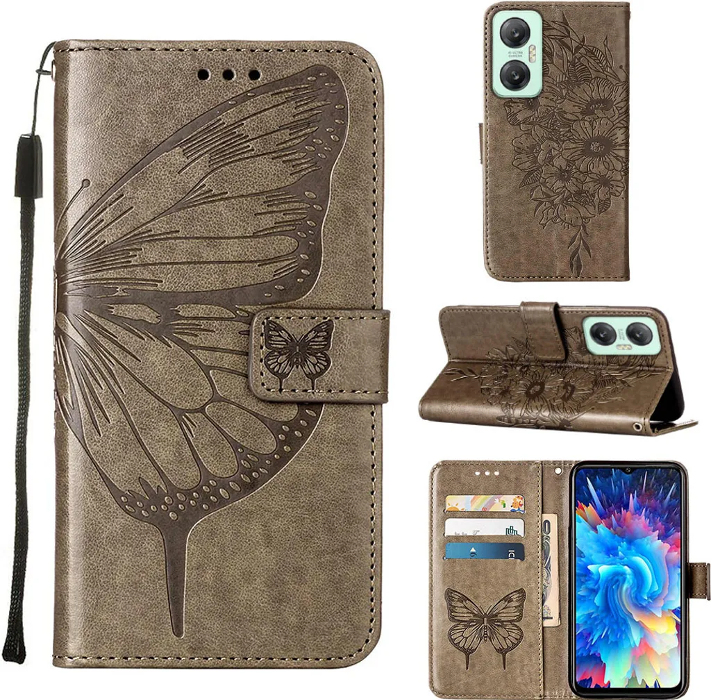 Custodia Business per Infinix Hot 20 5G | Pelle Grigia con Porta Carte