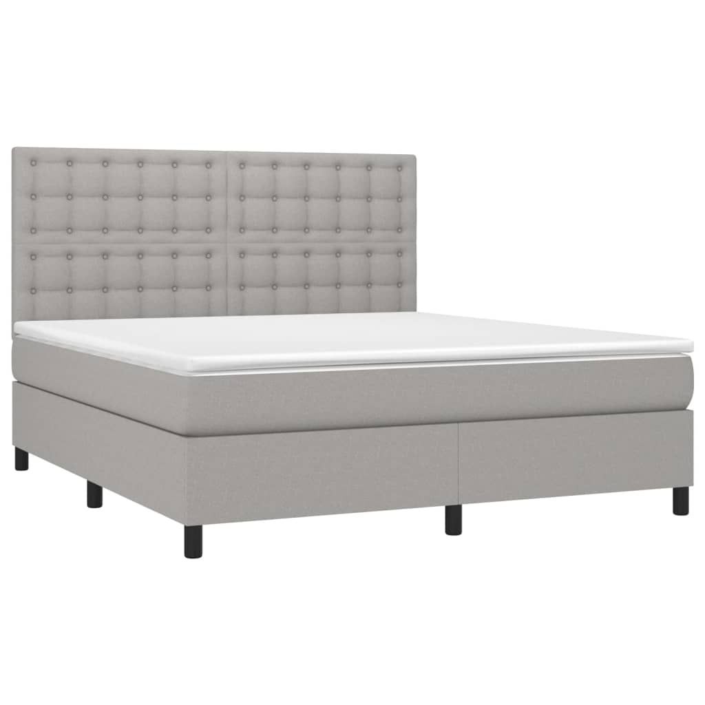 vidaXL Boxspringbett mit Matratze Hellgrau 160x200 cm Stoff