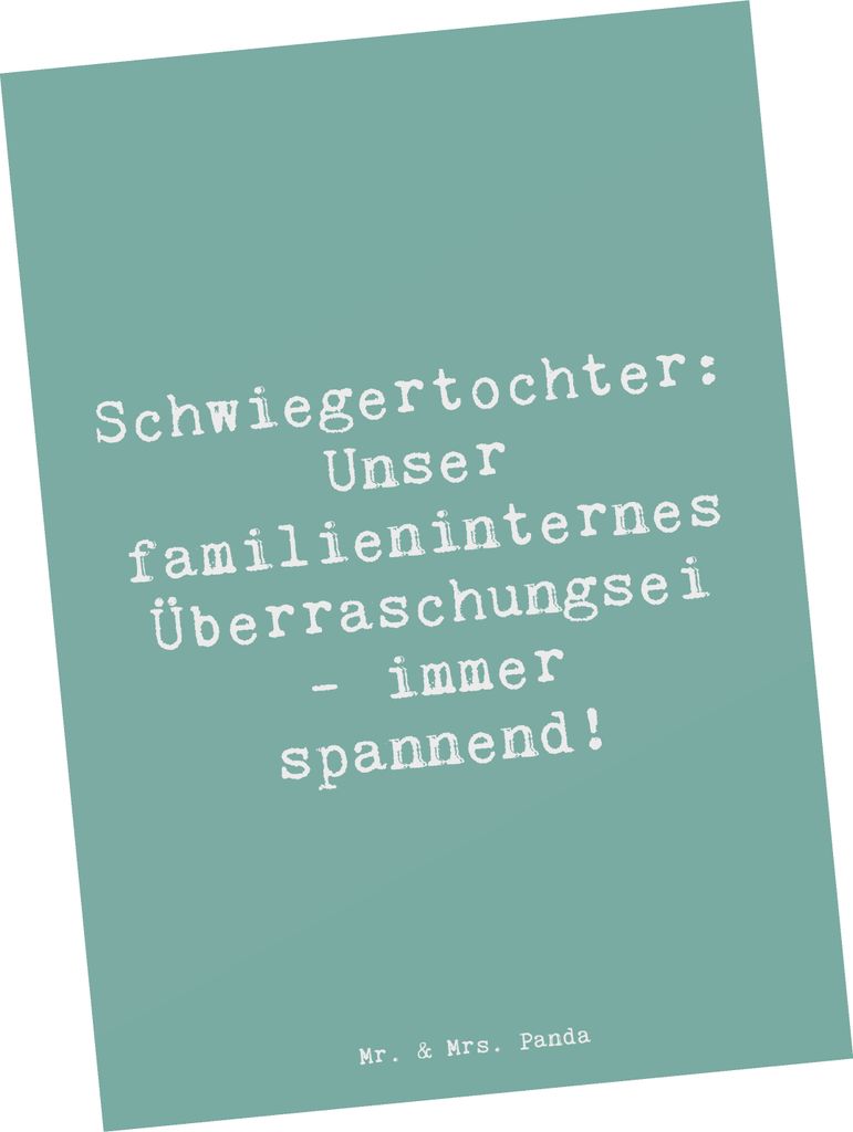 Mr. & Mrs. Panda Grußkarte Spruch Überraschungs-Schwiegertochter - Meeresbrise - Geschenk, Freude, Postkarte, Humor, Familie, Ansichtskarte, Post...