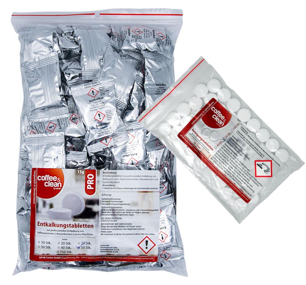 25 Entkalkungstabletten+ 50 Reinigungstabletten für Produktbild 