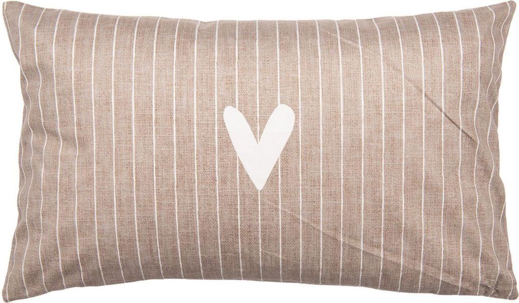 Clayre & Eef Kissenhülle 30x50 cm Braun Weiß Landhausstil Polyester
