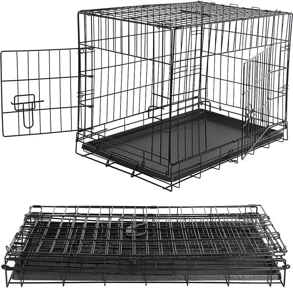 Cage de Transport pour Chien Idéale Voyage - Caisse Métal Noir Pliable