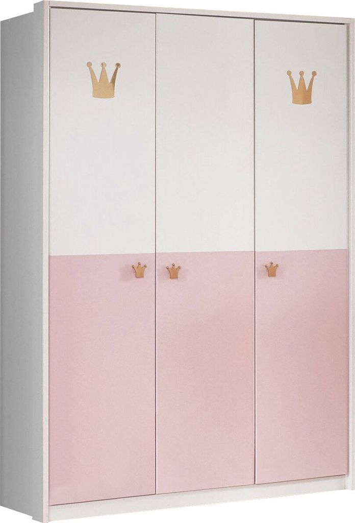 Kleiderschrank Cindy Drehtürenschrank Weiß Rosa Größe wählbar