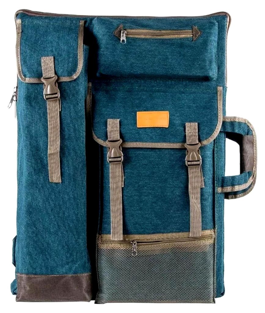 Künstler-Portfolio-Koffer, Rucksack für Künstler, Segeltuchtasche, groß, 66 x 49,4 cm für Poster, Skizzen und Zeichnungen (Grün)